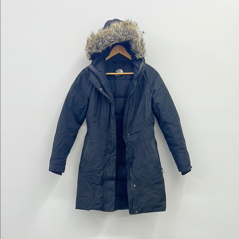 The North Face Black Puffer Coat with Faux Fur Hood